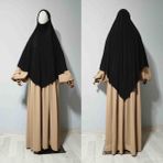 Maksi Boy Sandy Sufle Khimar Hazır Hijab Eşarp Siyah - 0 - Siyah