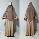 Maksi Boy Sandy Sufle Khimar Hazır Hijab Eşarp Vizon - 008-Vizon