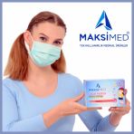 Maksimed Çocuk Mavi 3 Katlı Meltblownlu Burun Telli Cerrahi Maske - 50'Li Kutu