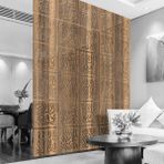 Makta Ahşap Lazer Kesim Sarkıt Paravan 40x40 cm Geometrik Tema Modern Tasarım Panel Seti - 81x81 - Ahşap - Ceviz