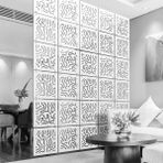 Makta Ahşap Seperatör Geometrik Tema Lazer Kesim Sarkıt Paravan 40x40 cm Beyaz Panel Levha Seti - 81x81