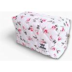 Makyaj Çantası | Makeup Bag | Kapitone Bakım Seyahat Kozmetik Çantası (Beyaz-Pembe) - Çok Renkli