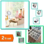 Makyaj Ve Aksesuar Düzenleyici + 12 Bölmeli Çekmeceli Organizer 2’Li Set – L7v2m8