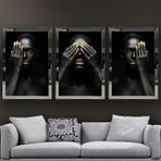 Makyajlı Kadın-6 Temalı Aynalı Çerçeveli 3 lü Kanvas Tablo Seti 150x70 cm SETS0039