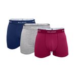 Malabadi 3M075 Pamuk Elastan Lacivert Gri Bordo 3'lü Erkek Boxer
