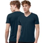 Malabadi Erkek 2 li V Yaka Modal İnce Yaz Serinliği Tişört 2M085 (Füme, 2XL)