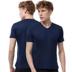 Malabadi Erkek 2 li V Yaka Modal İnce Yaz Serinliği Tişört 2M085 (Lacivert, 3XL)