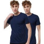 Malabadi Erkek 2 li Yuvarlak Yaka Modal İnce Yaz Serinliği Tişört 2M084 (Lacivert, 2XL)