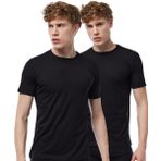 Malabadi Erkek 2 li Yuvarlak Yaka Modal İnce Yaz Serinliği Tişört 2M084 (Siyah, 2XL)