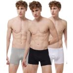 MALABADİ Erkek 3 lü Likralı Modal Boxer 058 (Siyah-Beyaz-Gri, M)