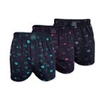 Malabadi Erkek 3 lü Premium Collection Desenli Geniş Kalıp Modal Boxer 3M254 (Siyah, L)