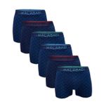 Malabadi Erkek 6 lı Premium Collection Modal Boxer 6M252 (Lacivert Desenli, XL)