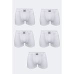 Malabadi Erkek Beyaz 5 Li Pamuk Elastan Boxer 5M074 - 2XL