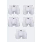 Malabadi Erkek Beyaz 5 Li Pamuk Elastan Boxer 5M074