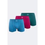 Malabadi Erkek Bordo Mavi Yeşil 3 Lü Pamuk Elastan Boxer 3M074 - XL - Mavi - Bordo