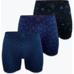 Malabadi Erkek Desenli 3 Lü Paket Modal Uzun Boxer 3M250 - Siyah - Lacivert - Bordo - XL