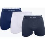 Malabadi Erkek Füme Beyaz Lacivert 3 Lü Pamuk Elastan Boxer 3M075 - Beyaz - Lacivert - XL