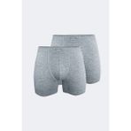 Malabadi Erkek Gri 2 Li Pamuk Elastan Uzun Boxer 2M073 - XL