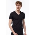 Malabadi Erkek Siyah 2 Li V Yaka Kısa Kollu Pamuk Elastan Fanila T-shirt 092