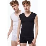 Malabadi Erkek Siyah Beyaz 2 Li Paket V Yaka Iz Yapmayan Modal Kolsuz Atlet 064 2M064 - 2XL - Siyah - Beyaz