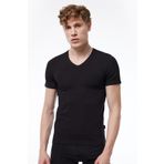 Malabadi Erkek Siyah V Yaka Kısa Kollu Modal T-shirt Body 032