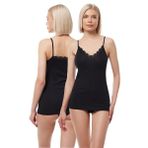 Malabadi Kadın 2 li İnce Askılı Çift Yönlü Dantelli Modal Atlet 2M1045 (Siyah, 2XL)