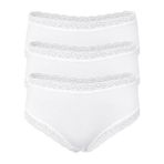Malabadi Kadın 3'lü Paket Ultra Yumuşak Micro Modal Dantelli Slip Külot 3M700 (Beyaz, 3XL)