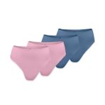 Malabadi Kadın 4 lü Paket Modal Yüksek Bel String Tanga 4M178 (Mavi-Pembe, L)
