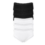 Malabadi Kadın 6'lı Paket Ultra Yumuşak Micro Modal Dantelli Slip Külot 6M700 (Siyah-Beyaz, M)