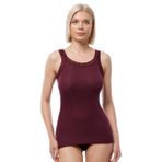 Malabadi Kadın Kalın Askılı Dantelli Micro Modal Fitilli Kaşkorse Atlet 1018 (Bordo, 2XL)