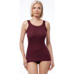 Malabadi Kadın Kalın Askılı Dantelli Micro Modal Fitilli Kaşkorse Atlet 1018 (Bordo, XL)