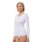 MALABADİ Kadın Uzun Kollu Body, V Yaka Modal Penye 181 (BEYAZ, S)