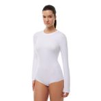 Malabadi Kadın Yuvarlak Yaka Uzun Kollu Çıtçıtlı Body 137 (XL, Beyaz)