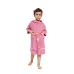 Malaga Pembe Kırmızı Çizgili Unisex%100 Organik Pamuk Peştamal Çocuk Bornoz/Sabahlık 1-3 Yaş