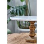 MALAS HOME Mermer Pasta Kek Standı, Ahşap Ayaklı Kek Standı, Ayaklı Sunumluk 28 cm yuvarlak