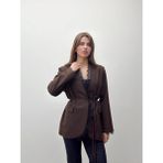 Maldia Shop Velora Dantel Kuşaklı Kahve Blazer Ceket - Kahverengi