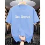 Malkoçbey Los Angeles Baskılı Oversize Unisex Basic O Yaka T-Shirt - Bebe Mavi