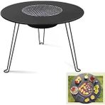Mallart® Katlanabilir Kamp Masası Mangal Seti 60Cm - Çok Fonksiyonlu Taşınabilir Barbekü Masası, Çay Güveç Için Uygun, Kömürlü Bahçe Piknik Masası, Paslanmaz Çelik Izgaralı
