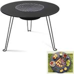 MallArt® Katlanabilir Kamp Masası ve Mangal Seti 60cm - Çok Fonksiyonlu Taşınabilir Barbekü Masası, Çay ve Güveç İçin Uygun, Kömürlü Bahçe ve Piknik Masası, Paslanmaz Çelik Izgaralı