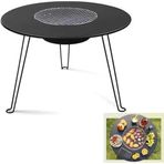 MallArt® Katlanabilir Kamp Masası ve Mangal Seti 60cm - Çok Fonksiyonlu Taşınabilir Barbekü Masası, Çay ve Güveç İçin Uygun, Kömürlü Bahçe ve Piknik Masası, Paslanmaz Çelik Izgaralı