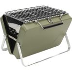 MallArt® Taşınabilir Portatif Mangal - Katlanabilir Evrensel Çanta Tipi Kömürlü Barbekü Izgarası, Kompakt Katlanır Kamp Tipi Bahçe Piknik Ev Tipi Barbekü Seti (Yeşil)