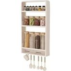 Mallart® Yapışkanlı Geçmeli Duvara Monte Çok Amaçlı Organizer Raf Sistemi – Vida Gerektirmez, Mutfak Banyo Için Askılı, Çekmeceli Duvar Rafı (Beyaz)