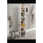 Mallbilia Mini Beyaz Masif Ahşap Dekoratif Banyo Rafı Havluluk Peçetelik 8 Katlı Beyaz