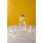 Maloria 5 Parça Buz Tasarım Borosilikat İnce Kristal Su Seti | 1300ml Sürahi, Yağdanlık ve 4x300ml Bardak