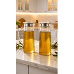 Maloria Çelik Vakum Kapaklı Borosilikat Çizgili Büyük Cam Yağlık, Sürahi, Sirkelik ve Sütlük | 2'li - 1300ml