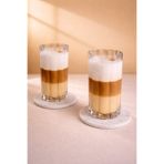 Maloria Çiçek Model Borosilikat Cam Kahve, Meşrubat Bardağı | 4'lü - 360ML PİPETLİ