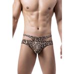 Malowinda Erkekler Buz İpek Dayanıklı Düşük Bel Bikini Külot İç Çamaşırı, Leopar, XL