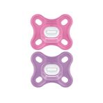 MAM Comfort bebek emziği, %100 hafif silikon, sterilizatör kılıfı, 2'li paket, 0-3 aylık, kız
