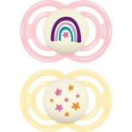 Mam Perfect I Day&night L Emzik 2'li Set I Sterilize Kutuda I 16 Ay ve Üstü Aylık I Gökkuşağı/yıldız - Standart - Şeffaf