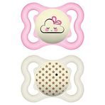 MAM Supreme Night Bebek Emziği, Hassas Ciltler için, Patentli Ucu, 2'li Paket, 0-6 Ay, Kız
